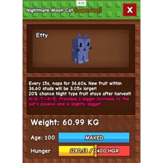 Grow a Garden  - moon cat  7x ( free 1x echo frog )  huge 