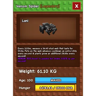 Grow a Garden - spider ( huge , venom )