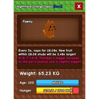 Grow a Garden - orange tabby ( nightmare , huge )
