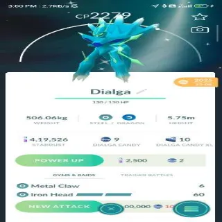 Shiny Origin Forme Dialga Pokemon Go