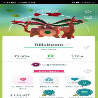 Gigantamax Rillaboom Pokemon Go