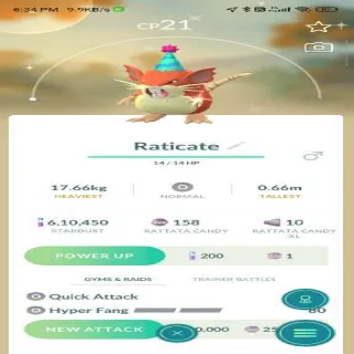 Shiny Raticate With Hat Avilable One Only