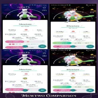 Shiny Mewtwo Pair - DNA AND Mega Evolution Bg With Level 50 And Level 45