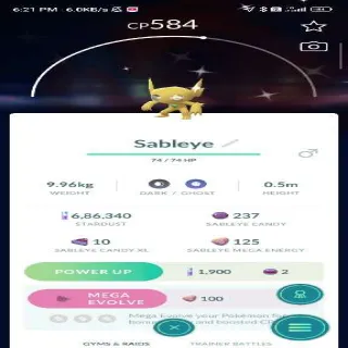 Shiny Sableye Pokemon Go