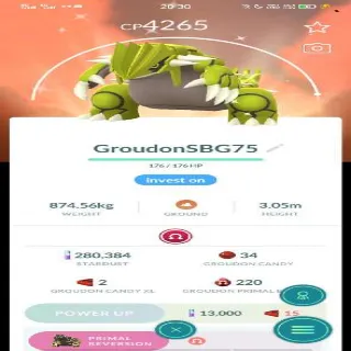 Shiny Groudon with Bg And High Cp Pokemon Go