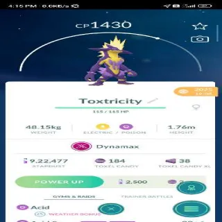 Dynamax Toxtricity (Amped Form) Pokemon Go