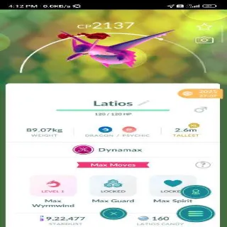 Dynamax Latios Pokemon Go