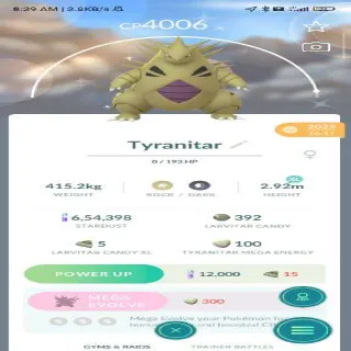 Shiny Tyranitar With High Cp