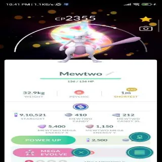 Pokemon Go Mewtwo Ultra Rare With Xxs Size With Special Background