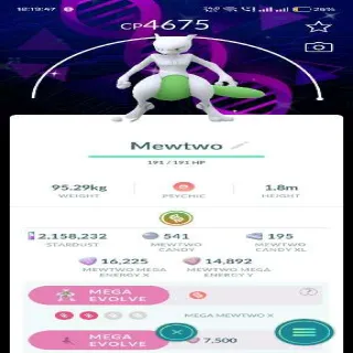 Pokemon Go Shiny Mewtwo Level 50 With DNA Background