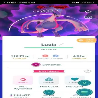 Dynamax Lugia Pokemon Go