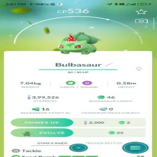 Shiny  Bulbasaur Party Hat Pokemon Go