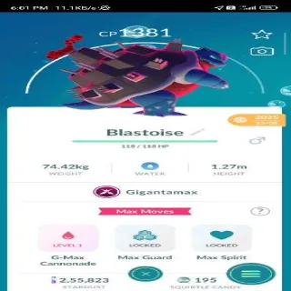 GIGANTAMAX BLASTOISE Pokemon Go