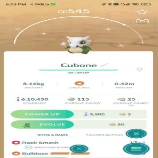 Shiny Cubone Pokemon Go
