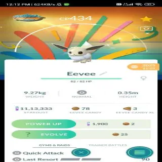 Shiny Eevee with Bg  Ultra Rare Pokemon Go