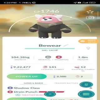 Costume Bewear Pokemon Go