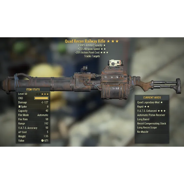 Weapon | Railway Rifle Q2525 - Fallout 76 Game Item - Gameflip