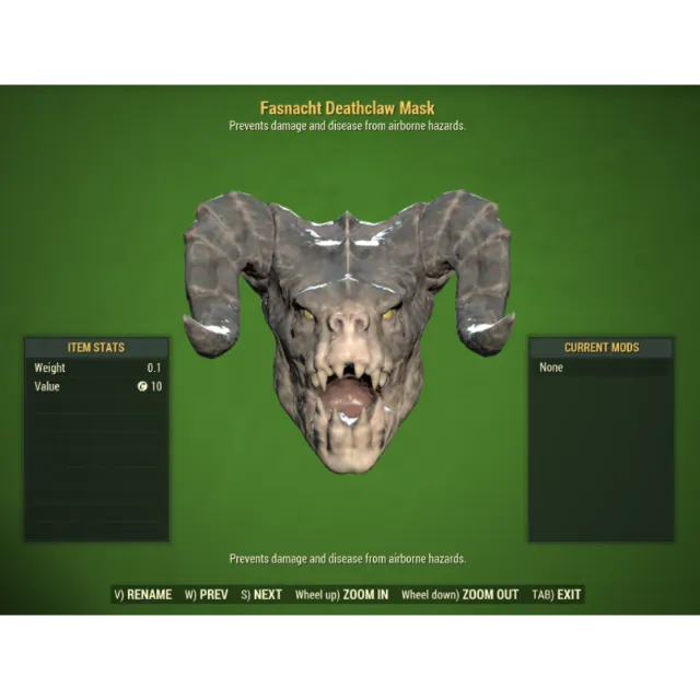 Apparel | Fasnacht Deathclaw Mask - Fallout 76 Game Items - Gameflip