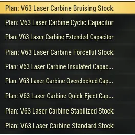 [PC] All 9 Plans V63 Laser Carbine All Plans + Weapon