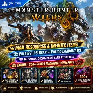 PS5 Monster Hunter Wilds｜Lv999 Completed Endgame Save｜Max Resources｜R8 Gear & Talismans｜Full Unlocks