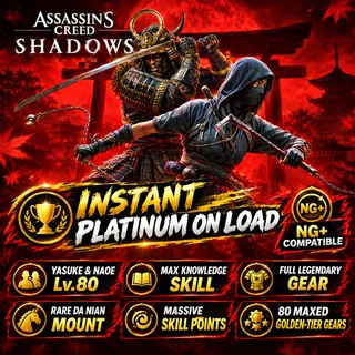 PS5 Assassin’s Creed Shadows Max Stats Save｜Platinum Trophy + Full Legendary Gear NG+ Ready│Fast Delivery