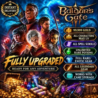 Baldur's Gate 3 PS5 Save | Max Level Party | 99999 Gold | All Legendary Gear | Rare & Exotic Loot | Potions | Scrolls & More
