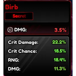 Anime Vanguards Birb Perfect Stats Clean Not Corrupted Anime Vanguard Birb Good Stats