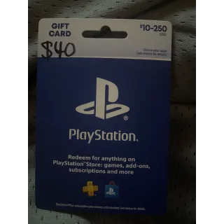 $40.00 USD PlayStation Store