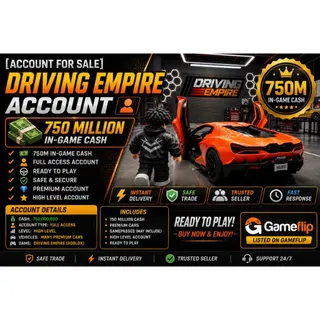 🔥 Driving Empire Account 750M Cash 💰 | Full Access Account ✅ | High Level 🚗 | Instant Delivery ⚡