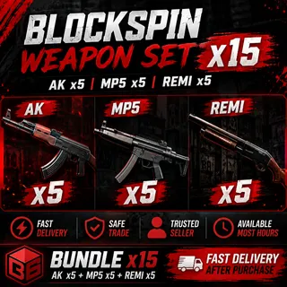 BlockSpin Weapon Set x15 (AK x5 + MP5 x5 + Remi x5) Fast Delivery