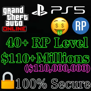 PS5 GTA 5 Account | $110+ Million | 40+ RP | 30M Cash + Dulexos | Full Access | 100% Safe & Secure | Instant Delivery + Gifts