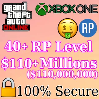 XBOX One |⭐40 RP Level |💰 $110,000,000 ( 110 Million)(Cash + Cars) | 24*7 Support | 100%Safe & Secure | Full Access