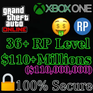 Xbox One GTA V Account | 36 RP | $110,000,000 {Cash + Dulexos} (Total 110Million) | 100% Safe & Secure | Full Access | Gifts  