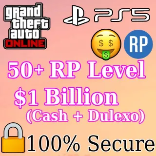 PS5 GTA 5 Account | $1 Billion (Cash+Car) | 50+ RP Level | Full Access | 100% Safe & Secure | Instant Delivery