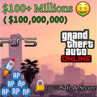 PS5 GTA5 | 110+ Millions ( Cash+Cars ) | 38+ RP Level | Instant Delivery | Properties + Gifts | GTA 5 Anti-Ban Accounts