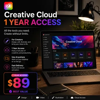 Adobe Creative Cloud 1 Year Access 🎨 Creative Apps Bundle ⚡️ Digital Delivery