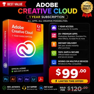 Adobe Creative Cloud 1 Year Access 🎨 Creative Apps Bundle ⚡️ Digital Delivery