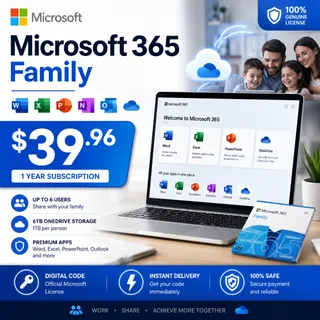 Microsoft 365 Family 12 Months Digital Code | 6TB OneDrive | Fast Delivery