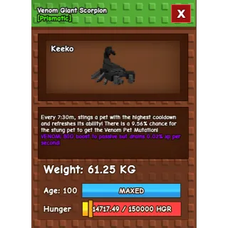 Venom Giant Scorpion 60 kg+