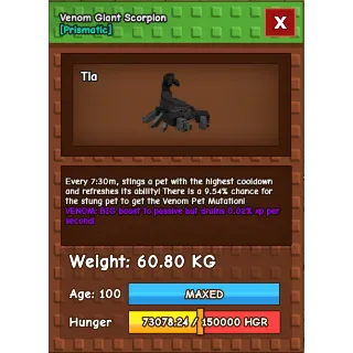 Venom Giant Scorpion 60+ kg