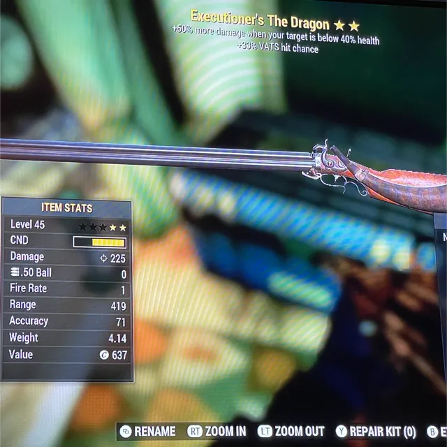 Weapon | EX33 419 dragon - Fallout 76 Game Items - Gameflip