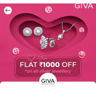 GIVA Flat ₹1000 OFF Coupon | Silver Jewellery | India | Instant Delivery