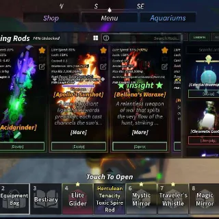 Fisch Account LVL 1870 | 9M+ C$ | 35+ Nukes | Rare Rod Collection