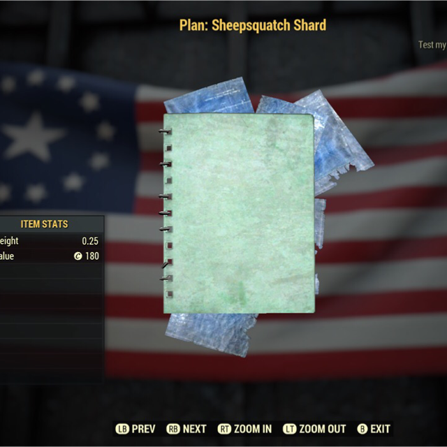 Plan | Sheepsquatch Shard Plan - Fallout 76 Game Items - Gameflip