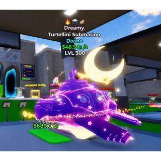 MAXED Dreamy 48.5 QI LVL 300 Go Up for Brainrots Turtellini Submarino Divine