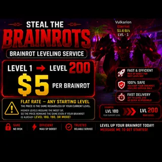 Fortnite Steal the Brainrot | Level 200 Upgrade | $5 Per Brainrot...