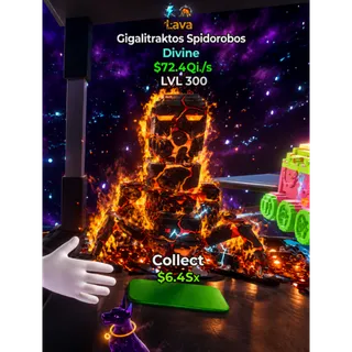 Gigalitraktos Spidorobos Lava Divine 72.4 Qi/s LVL 300 MAXED Money Maker Go Up for Brainrots