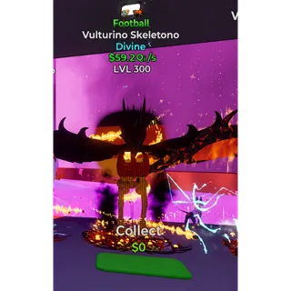 Vulturino Skeletono Football Divine 59.2 Qi/s LVL 300 MAXED Money Maker Go Up for Brainrots