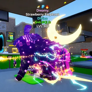 MAXED Dreamy 46.8 QI LVL 300 Go Up for Brainrots Strawberry Elephant Divine