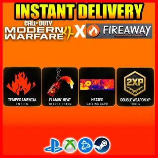 Call of Duty Modern Warfare 4 x Fireaway Pizza Set Emblem Calling Card 2XP All Platforms Region free 